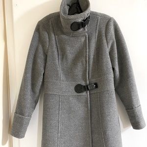 Fitted Wool Women coat jacket Small S US gray